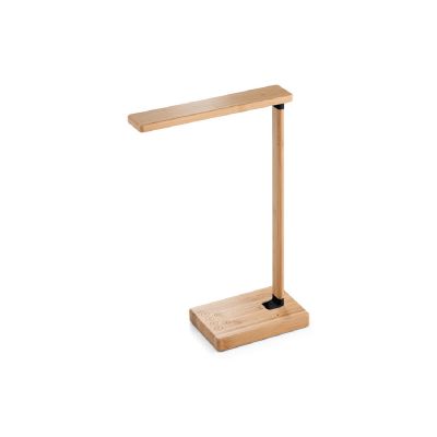 MOREY - Lampe de bureau pliante avec chargeur sans fil ultrarapide de 15 W en bambou