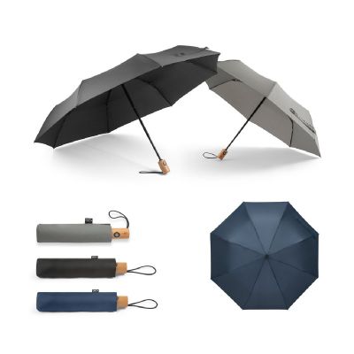 RIVER - Parapluie pliable en polyester recyclé (100% rPET) 190T pongé à ouverture et fermeture automatiques