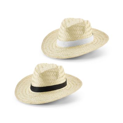 EDWARD POLI - Chapeau de paille naturelle avec bande en polyester