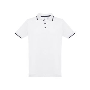 THC ROME WH - Polo en coton bicolore pour homme. Couleur blanche