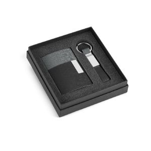 TRAVOLTA - Set porte-cartes et porte-clés en métal et PU