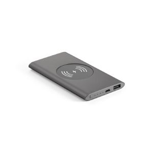 CASSINI - Power bank 4 000 mAh avec chargeur sans fil 5W en aluminium recyclé (100 % rAL)