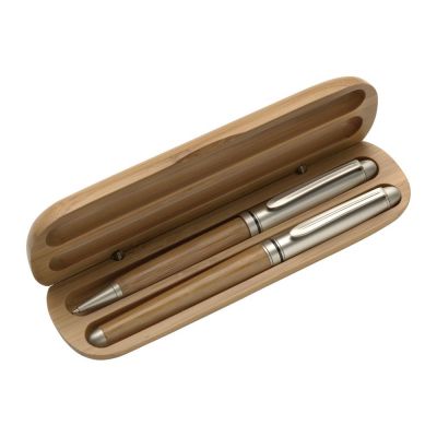 ADDIE - Parure de stylo bille et roller en bambou 