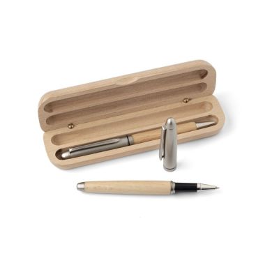 OLIVIERO - Parure de stylo bille et roller en bois 