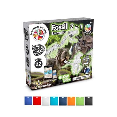 2 in 1 Fossil Excavation Kit IV - Jeu éducatif livré avec un sac cadeau en non-tissé (80 g/m²)