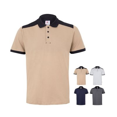 VL VELES - Polo piqué bicolore stretch (200g/m²), manches courtes, en polyester (96%) et élasthanne (4%)