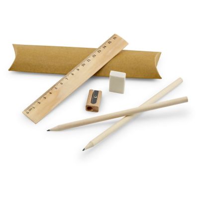 RHOMBUS - Set scolaire : règle, crayon, gomme et taille-crayon