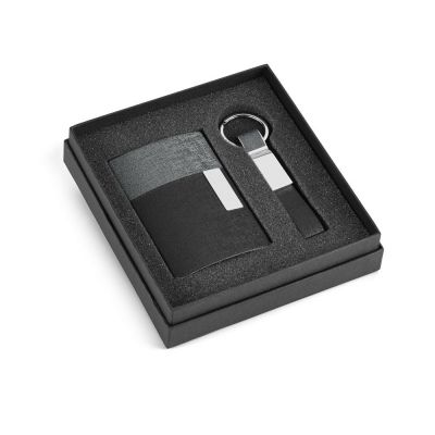 TRAVOLTA - Set porte-cartes et porte-clés en métal et PU