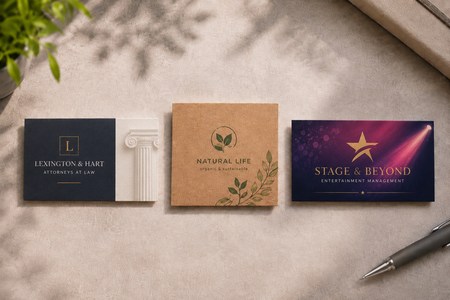 Cartes de visite personnalisées comparées selon différents styles professionnels