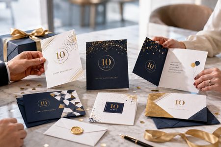 Cartes de voeux personnalisées pour le dixième anniversaire d’une entreprise