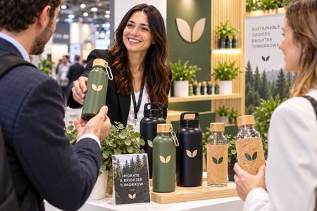 Gourdes personnalisées distribuées aux visiteurs sur un salon