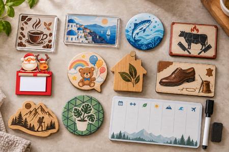 Magnets personnalisés de formes et matières variées avec différents motifs