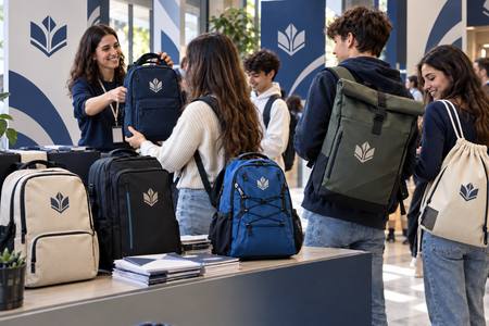 Sacs à dos personnalisés distribués lors d’une journée portes ouvertes à l’université