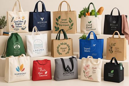 Sacs shopper personnalisés en différents modèles, couleurs et styles
