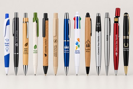 Stylos personnalisés de différents modèles et matériaux, avec NFC et USB