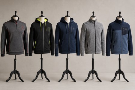 Sweats zippés personnalisés comparés sur mannequins