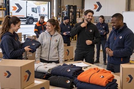 Sweats zippés personnalisés pour le personnel d’une entreprise logistique